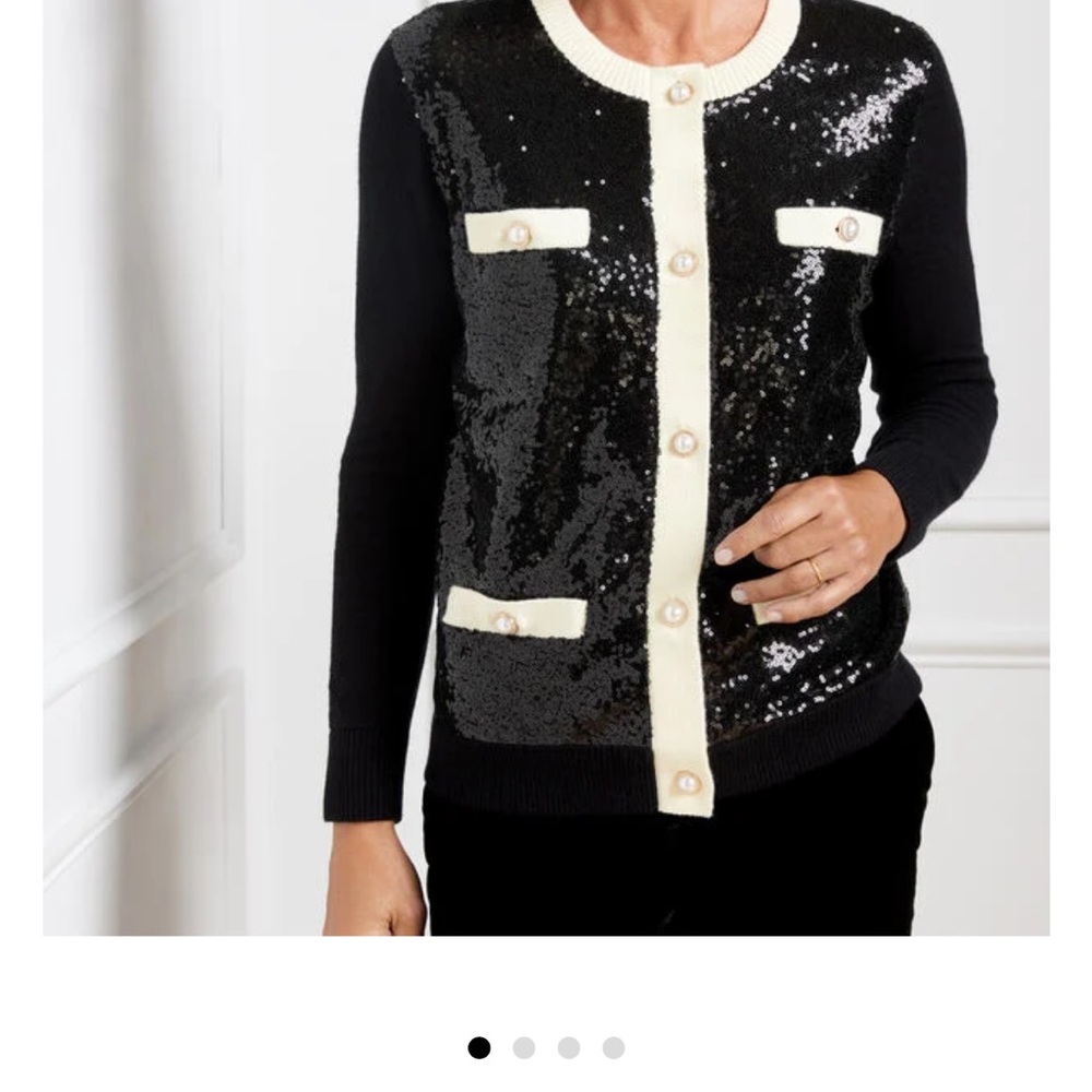 Elegant Black and Cream Sequin Sweater